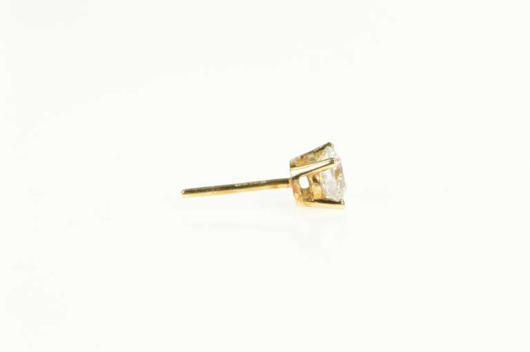 14K Yellow Gold Round Single Cubic Zirconia Simple Stud Earring