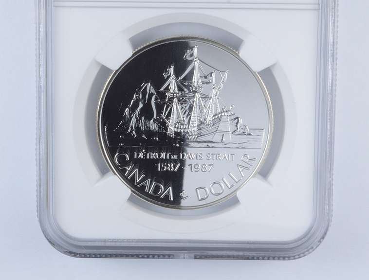MS70 DPL 1987 Canada $1 Silver - John Davis Expedition - Graded NGC