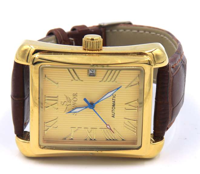 Sewor Automatic Watch with Brown Leather Strap