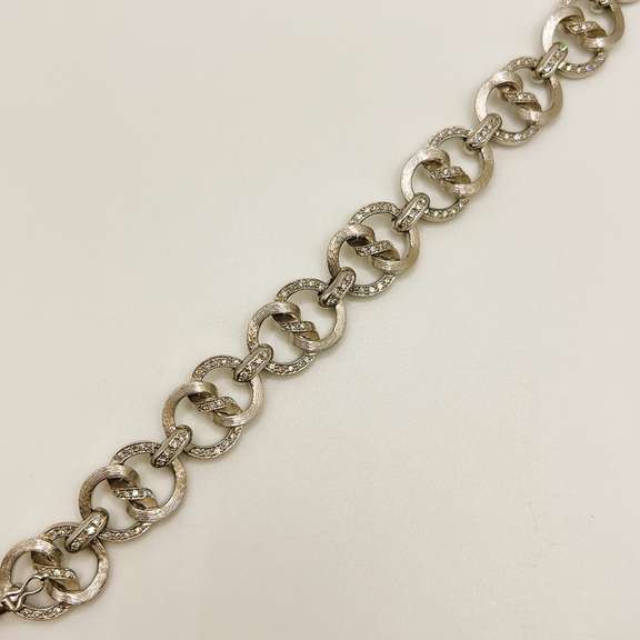 One of a kind Heavy Designer 18kt Solid White Gold & Diamond Bracelet