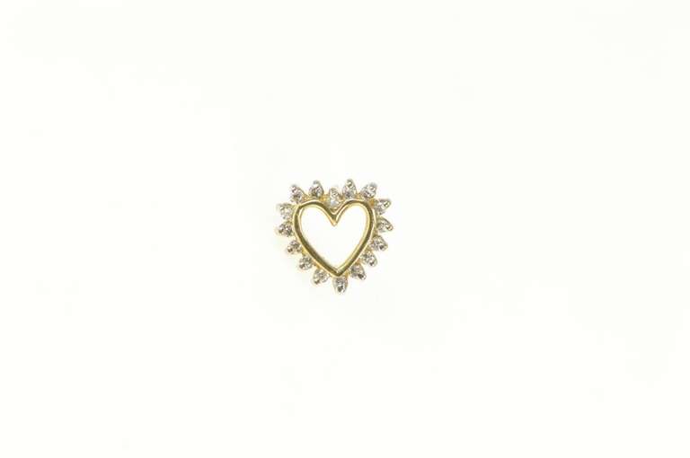 10K Yellow Gold Diamond Heart Love Symbol Single Stud Earring