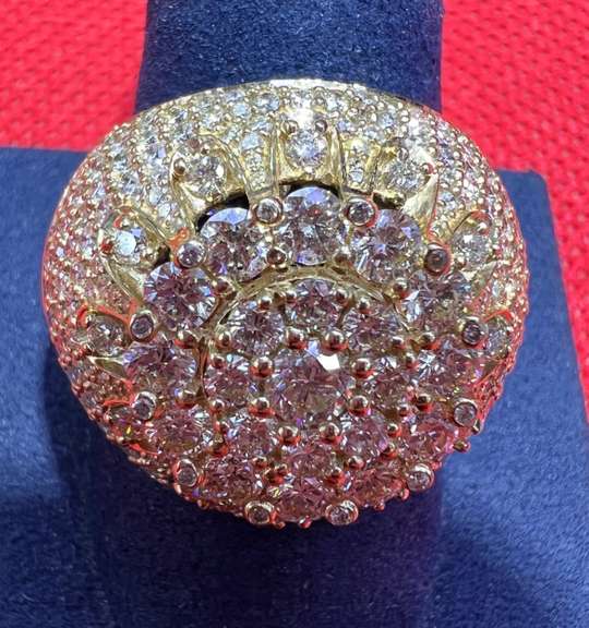 MENS 14K YELLOW GOLD AND 5.00 CARATS DIAMOND RING