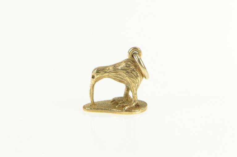 14K Yellow Gold 3D Kiwi New Zealand Bird Animal Charm/Pendant