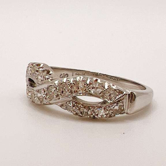 14kt Solid White Gold & Diamond Band Ring