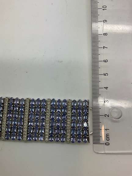 CERTIFIED 14K WHITE GOLD DIAMOND AND TANZANITE BRACELET