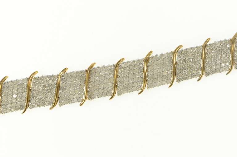10K Yellow Gold 5.00 Ctw Pave Diamond Encrusted Wide Tennis Bracelet