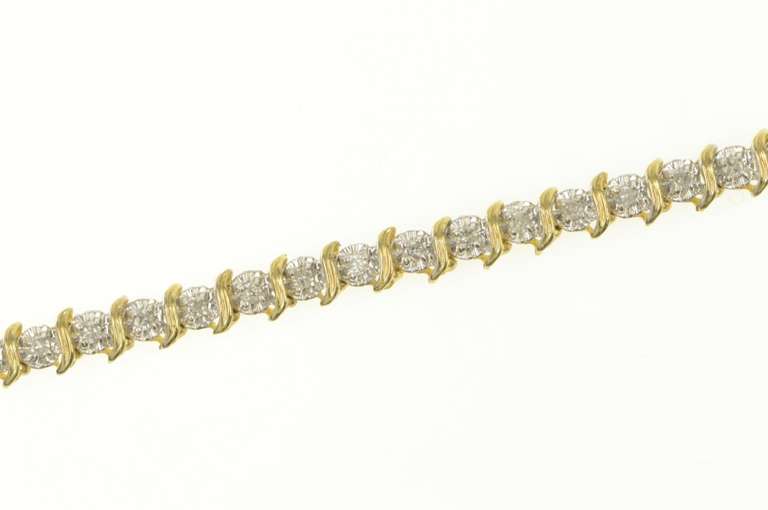 10K Yellow Gold 0.75 Ctw Diamond Wavy Link Classic Tennis Bracelet