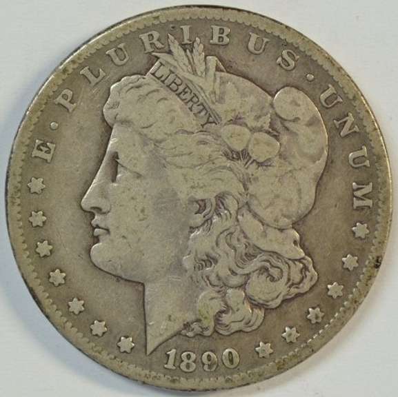 Scarce 1890-CC Morgan Silver Dollar. Nice circ