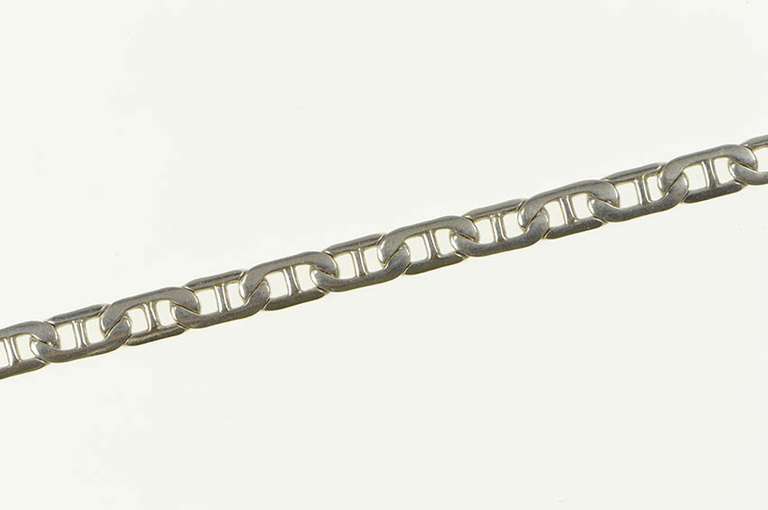 10K White Gold 4.4mm Fancy Anchor Chain Link Statement Necklace