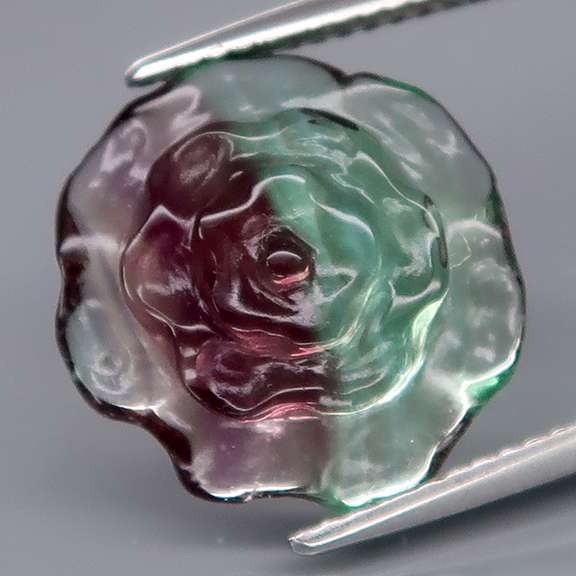 Glowing! 5.74ct Bi-color Fluorite carving