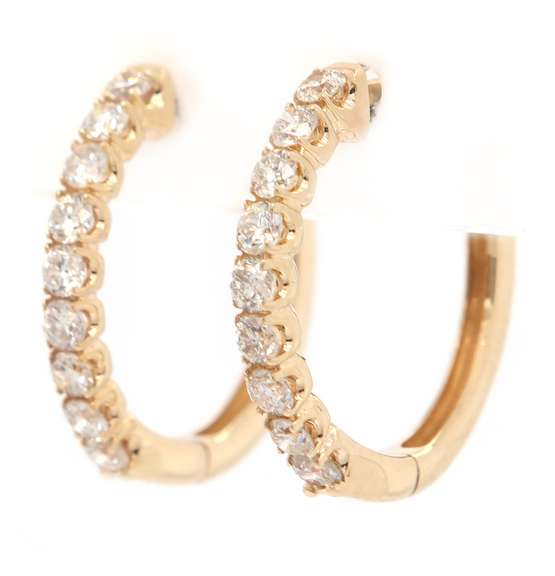 New 0.56ctw Diamond Small Oval Hoop Earrings in 14K