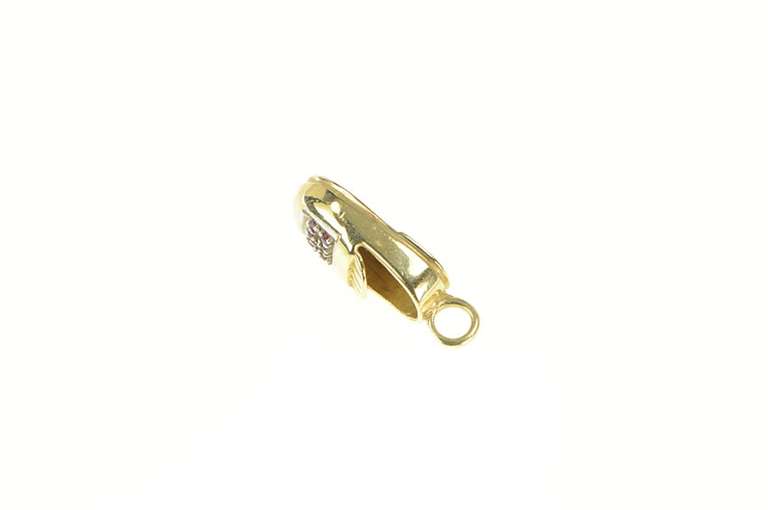 14K Yellow Gold Ruby Inset Moccasin Shoe Baby Bootie Charm/Pendant