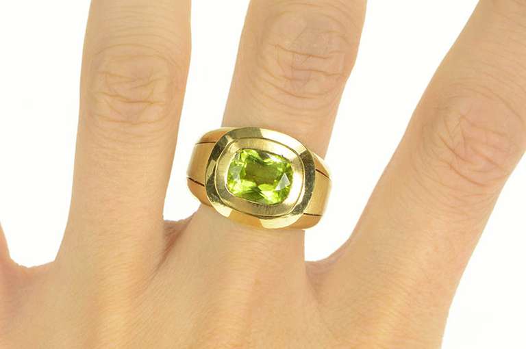 14K Yellow Gold Hammerman Bros. Peridot Designer Men's Ring