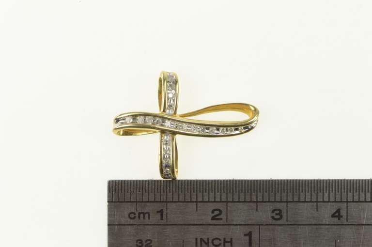 10K Yellow Gold Curvy Diamond Cross Christian Faith Pendant