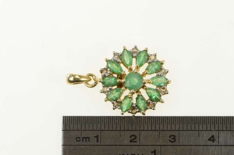 Sterling Silver Marquise Emerald White Sapphire Circle Pendant