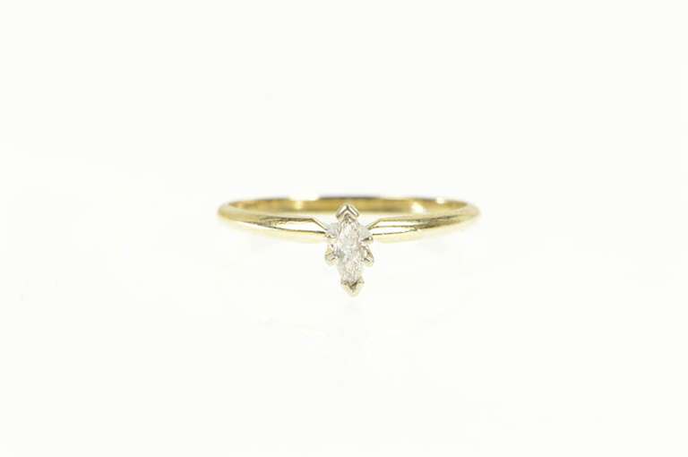 10K Yellow Gold 0.14 Ct Marquise Diamond Classic Engagement Ring