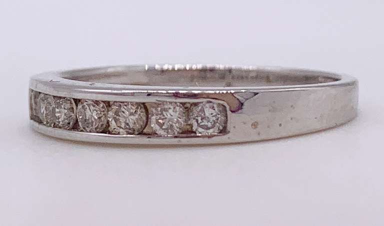 14kt Solid White Gold & Diamond Band