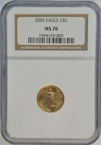 Better date perfect 2006 $5 Gold Eagle coin in NGC MS70