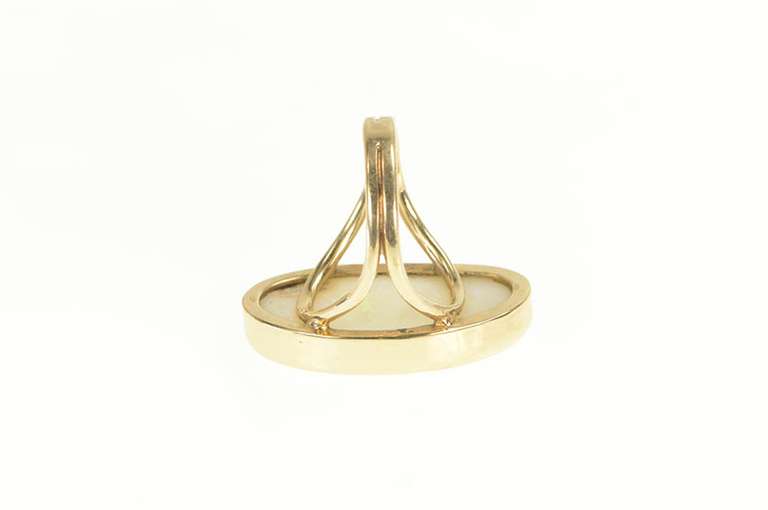 14K Yellow Gold 16.00 Ct Natural Opal Bezel Statement Ring