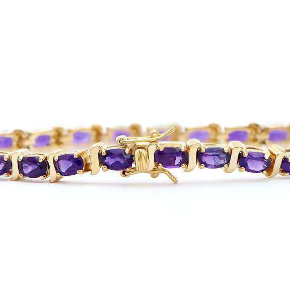 Plated 18KT Yellow Gold 10.00ctw Amethyst Bracelet