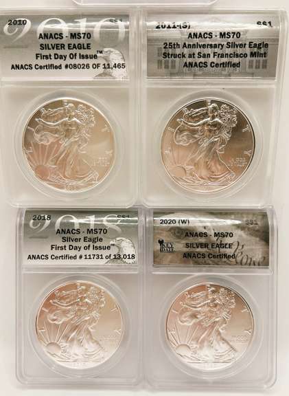 5 MS70 ASE silver coins