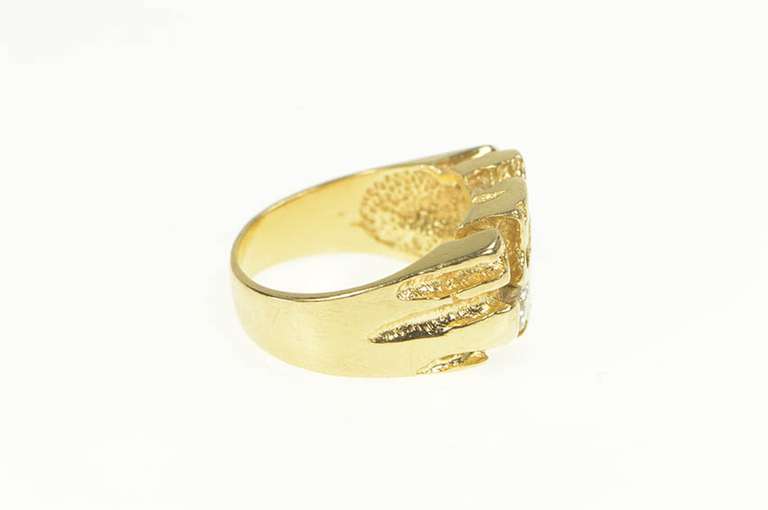 14K Yellow Gold 0.64 Ctw Diamond Textured Nugget Statement Ring
