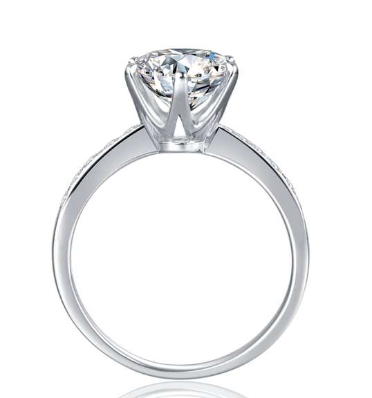 Ladies Sparkling 3 Ct White Fire Moissanite Ring