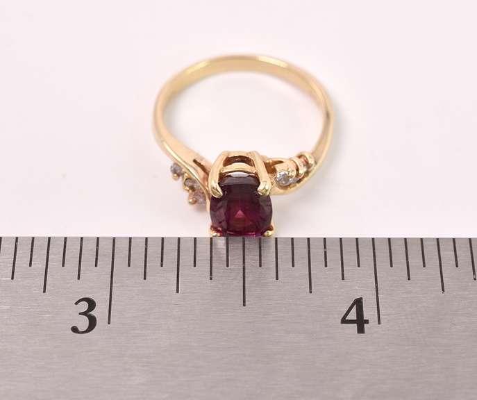 Ravishing Rhodolite Garnet and Diamond Ring in 14K Yellow Gold