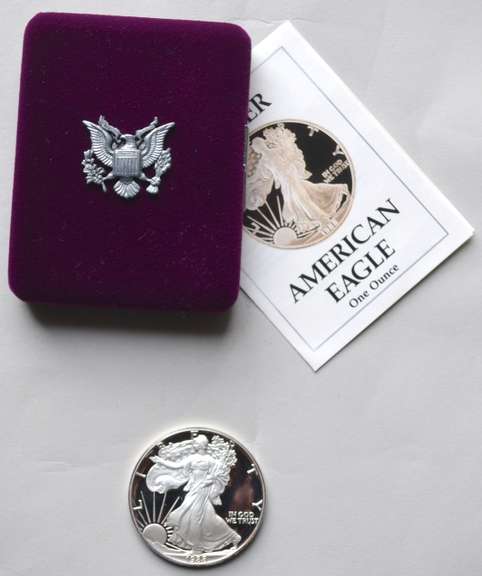 1988 S Proof Eagle With Box and Paper