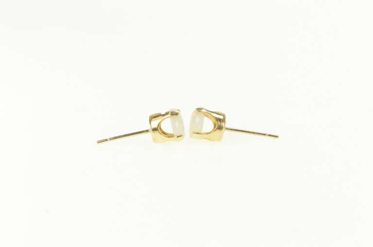 14K Yellow Gold Vintage Classic Simple Round Opal Stud Earrings