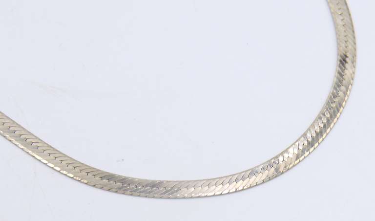 Vintage Italian 925 Sterling Silver Herringbone Necklace