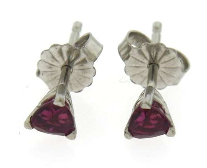White Gold .65ct Trillion Pink Spinel Stud Earrings