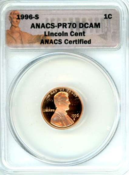 1996-S Lincoln Memorial Cent in ANACS PR70 DCAM