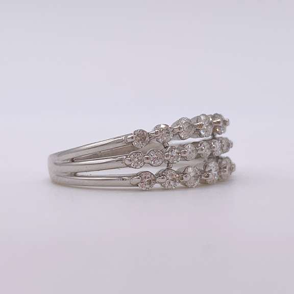 14kt Solid White Gold & Diamond Band Ring
