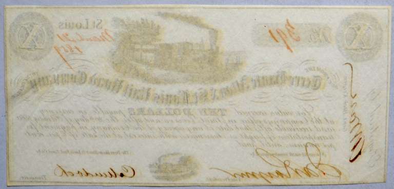CH CU $10 Terre Haute Alton & St Louis Railroad Company Note