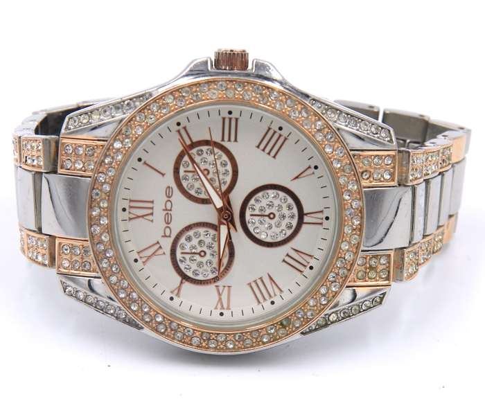 Bebe Rhinestone Chronograph Watch