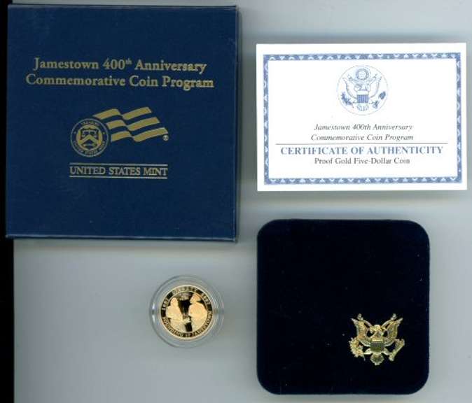 2007-W Jamestown 400th Anniversary $5 Proof Gold in Box/CoA