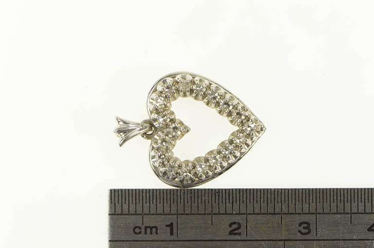 14K White Gold 1950's Diamond Heart Love Symbol Vintage Pendant