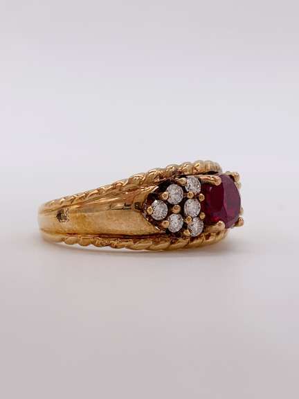 18kt Solid Yellow Gold, Ruby, & Diamond Ring