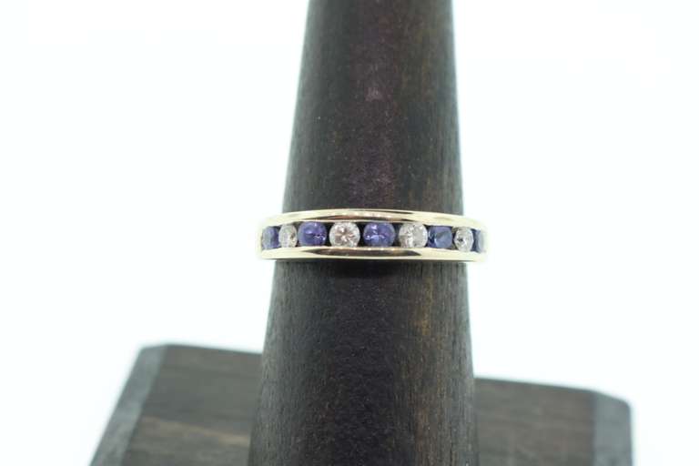 14kt Solid White Gold, Tanzanite, & Diamond Band Ring