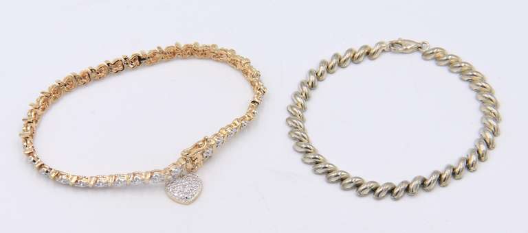 Group Lot of 2 Vintage 925 Sterling Silver Bracelets