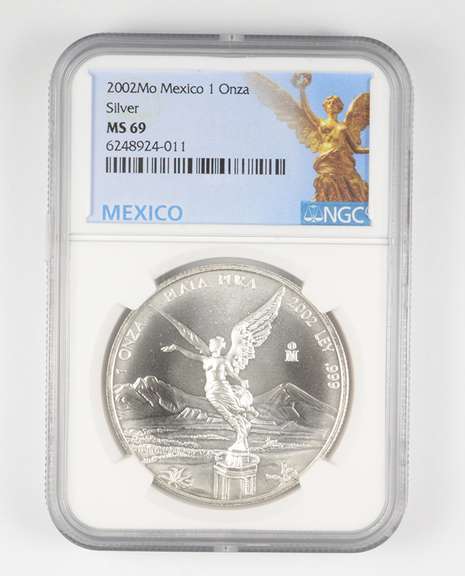 MS69 2002 MO Mexico 1 Onza .999 Fine Silver - Graded NGC