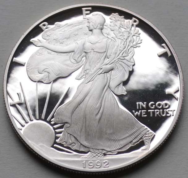 1992 S Proof Eagle With Box and Paper