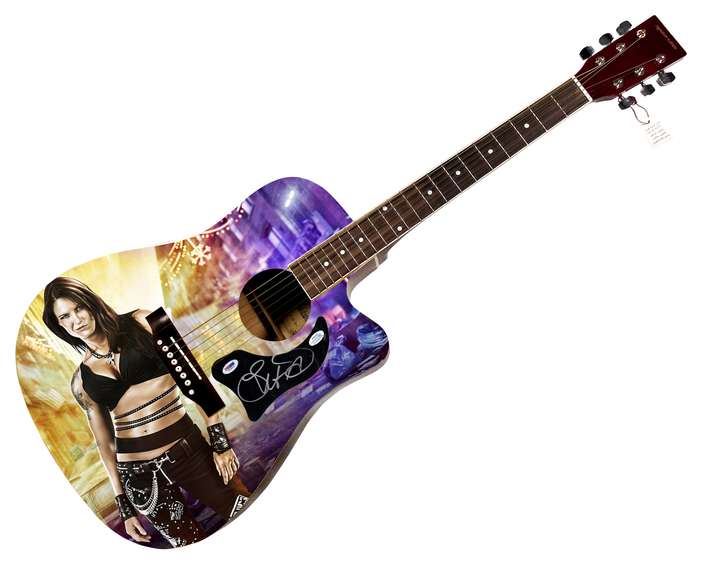 WWE Lita Autographed 1/1 Custom Graphics Photo WWF Guitar PSA