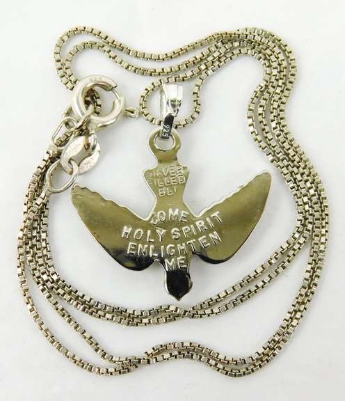 Vintage Silver Holy Spirit Esprit Dove Necklace
