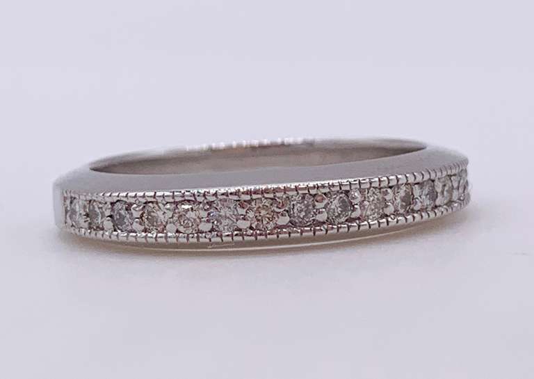14kt Solid White Gold Diamond Band