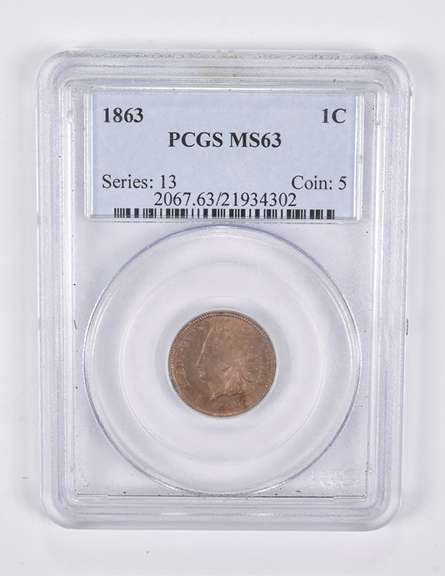 MS63 1863 Indian Head Cent PCGS