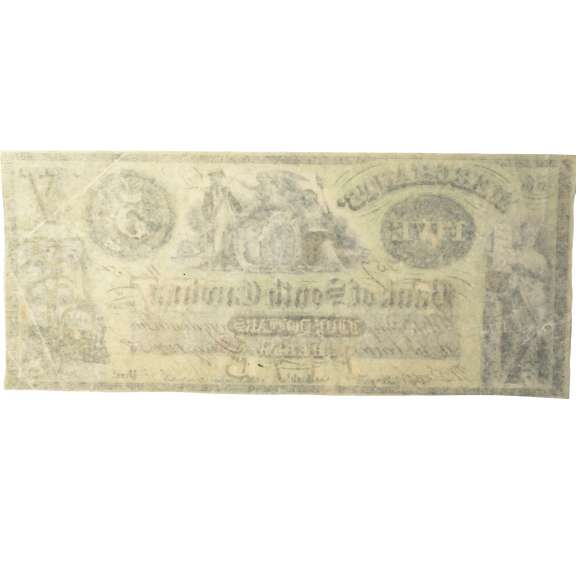 Near Unc Aug 10 1858 $5  Merchants Bank of South Carolina Cheraw Note