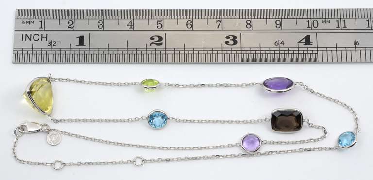 Adorable Multi-Stone Necklace in 14K WG