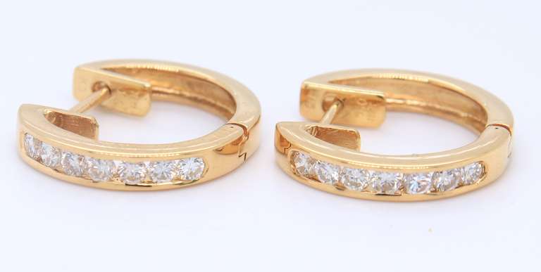 Dreamy Yellow Gold Channel Set Diamond Hoop Earrings